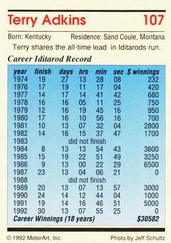 1992 MotorArt Iditarod Sled Dog Race #107 Terry Adkins, DVM Back
